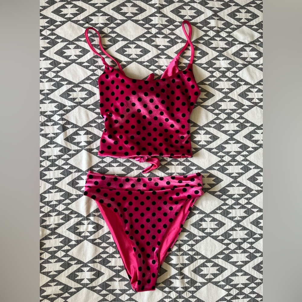 Lali and Layla Lola Top and Brigitte Bottom in Fuschia Fling Med Reversible Swim